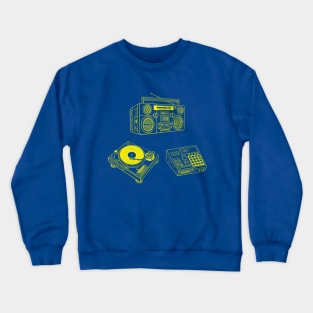 Boombox, Beat Maker, Turntable (Yellow Rose Lines) Analog / Music Crewneck Sweatshirt